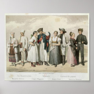 Costumes of Peasants from Romania, Hungary, etc. Poster