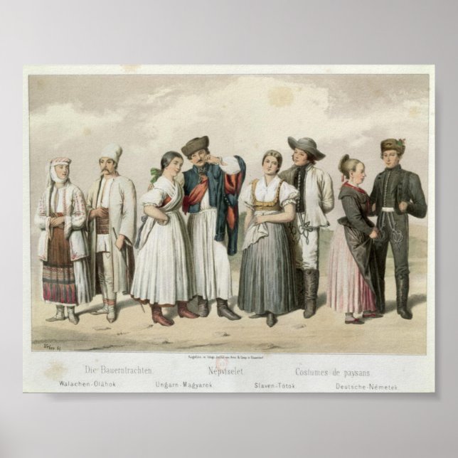 Costumes of Peasants from Romania, Hungary, etc. Poster (Front)