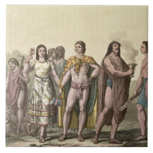 Costumes of the Mexicans (colour engraving) Tile