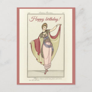 Costumes Parisiens- Dance dress, Birthday Postcard