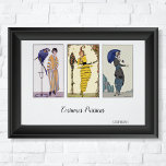 Costumes Parisiens Fashion Plates Poster<br><div class="desc">A poster with fine art illustrations by Gerda Wegener (1886-1940),  a Danish Illustrator for Costumes Parisiens. Three different fashion plates from the early 1900's - including a woman in a yellow ruffled dress,  a woman in a striped dress and a woman with a parasol.</div>