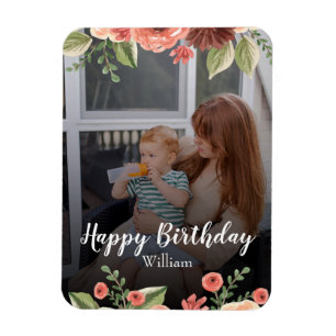 Costumize Photo Personalised Script Birthday Magnet