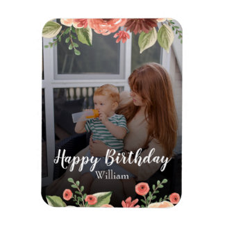 Costumize Photo Personalised Script Birthday Magnet