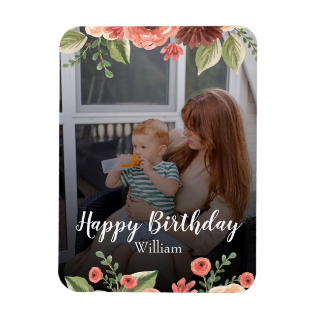 Costumize Photo Personalised Script Birthday Magnet (Vertical)