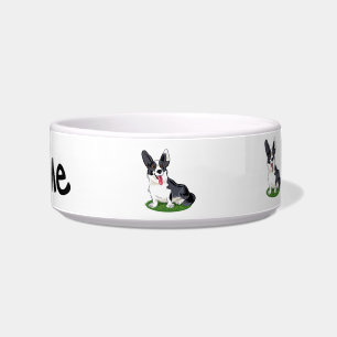 Costumized pet bowl , welsh Corgi Cardigan