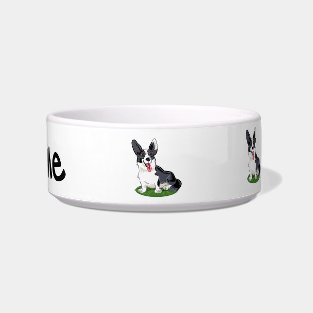 Costumized pet bowl , welsh Corgi Cardigan (Front)