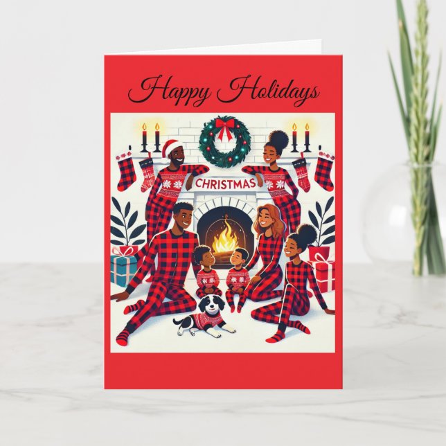 Cosy African American Family Holiday Card (Front)