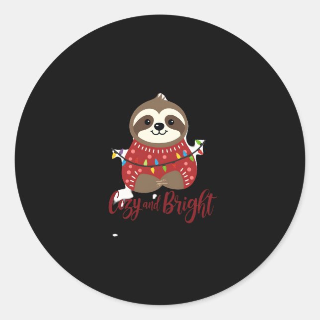 Cosy And Bright Sloth Christmas Lights (1) Classic Round Sticker (Front)