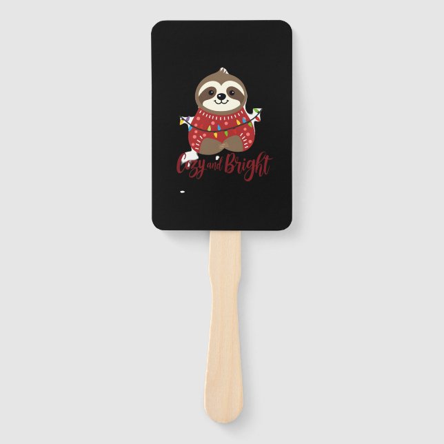 Cosy And Bright Sloth Christmas Lights (1) Hand Fan (Front)