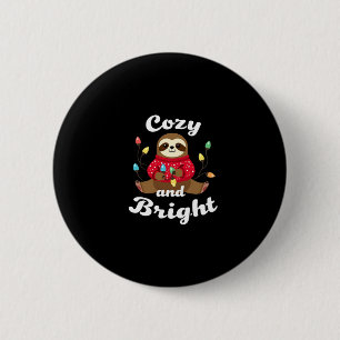 Cosy And Bright Sloth Christmas Lights (2) 6 Cm Round Badge