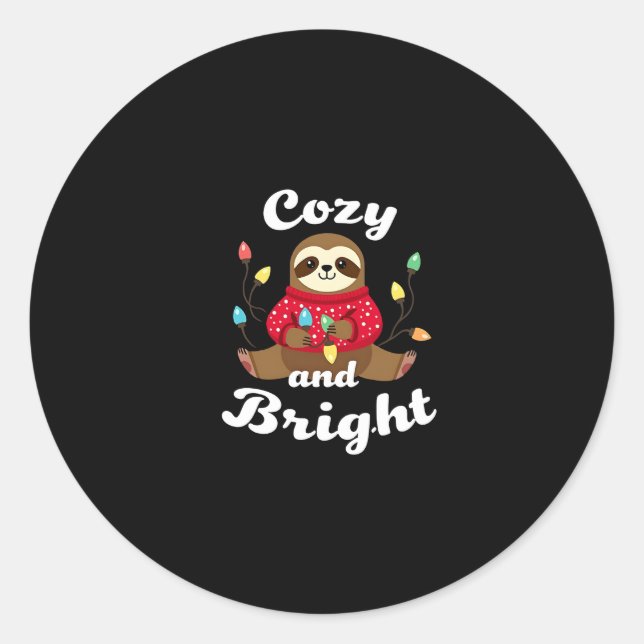 Cosy And Bright Sloth Christmas Lights (2) Classic Round Sticker (Front)