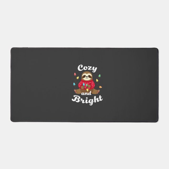 Cosy And Bright Sloth Christmas Lights (2) Desk Mat (Front)