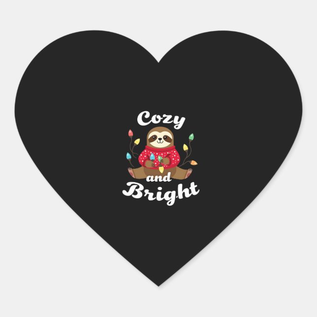 Cosy And Bright Sloth Christmas Lights (2) Heart Sticker (Front)