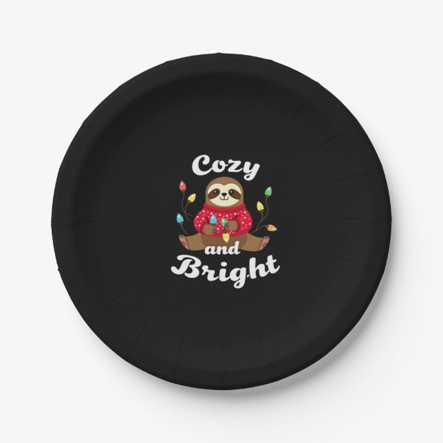 Cosy And Bright Sloth Christmas Lights (2) Paper Plate (Front)