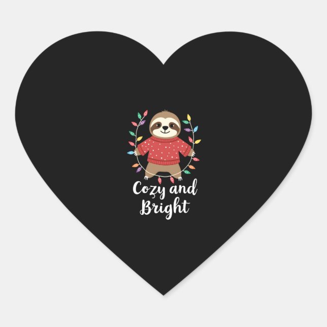 Cosy And Bright Sloth Christmas Lights (3) Heart Sticker (Front)