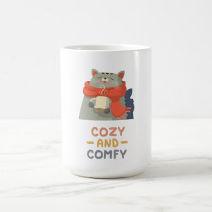 Cosy and Comfy Cat Orange Scarf Winter Warm Cute Coffee Mug