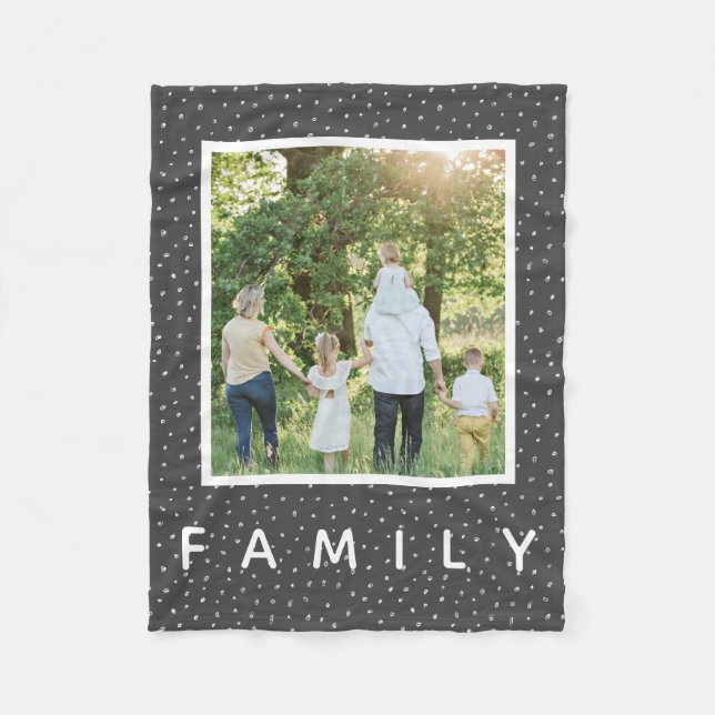 Cosy and Cute Spotty and Modern Family Photo Fleece Blanket (Front)