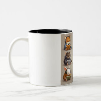 Cosy Animal Friends Reading and Relaxing Two-Tone Coffee Mug