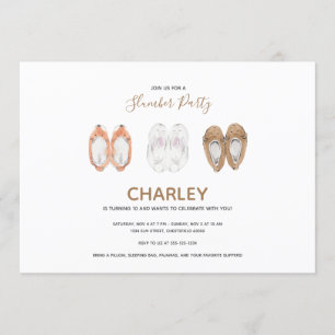 Cosy Animal Slippers Slumber Birthday Party Invitation