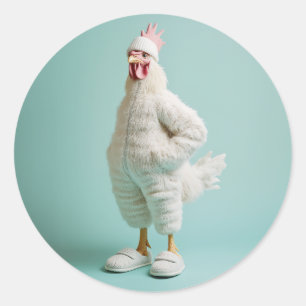 Cosy Anthropomorphic Chicken Furry Suit Slippers Classic Round Sticker