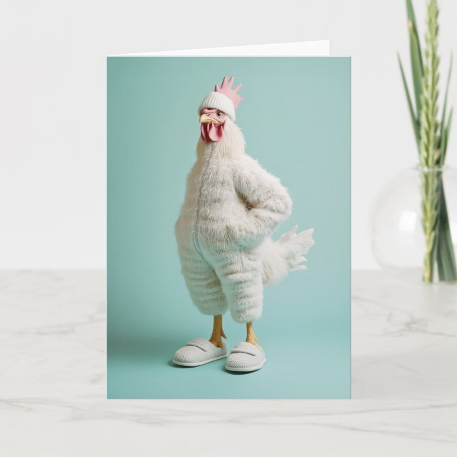 Cosy Anthropomorphic Chicken Furry Suit Slippers Invitation (Front)