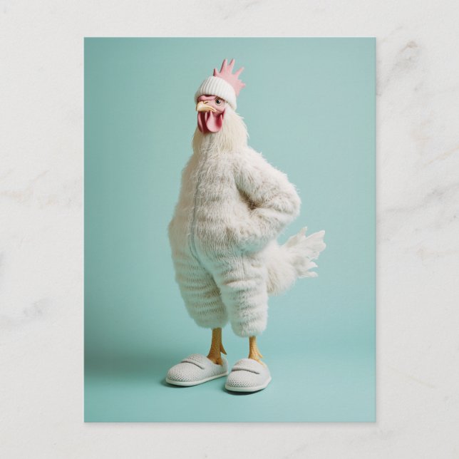 Cosy Anthropomorphic Chicken Furry Suit Slippers Postcard (Front)