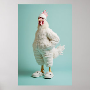 Cosy Anthropomorphic Chicken Furry Suit Slippers Poster
