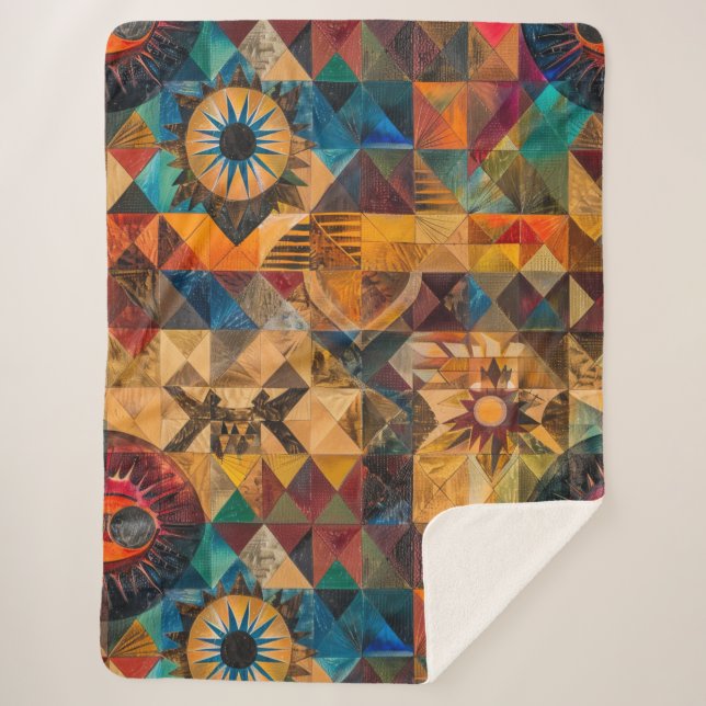 Cosy Aqua "Inherited Artistry" Plush Sherpa Blanke Sherpa Blanket (Front)