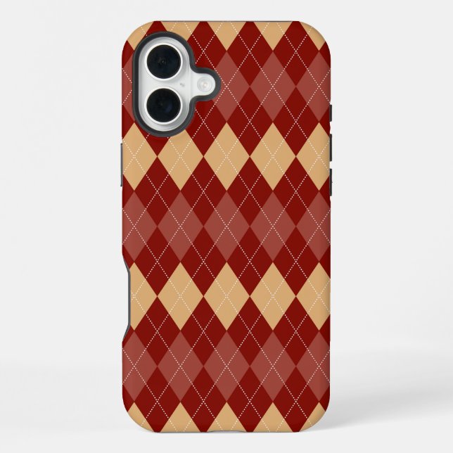 Cosy Argyle Aesthetic with Dotted Lines iPhone Case (Back)