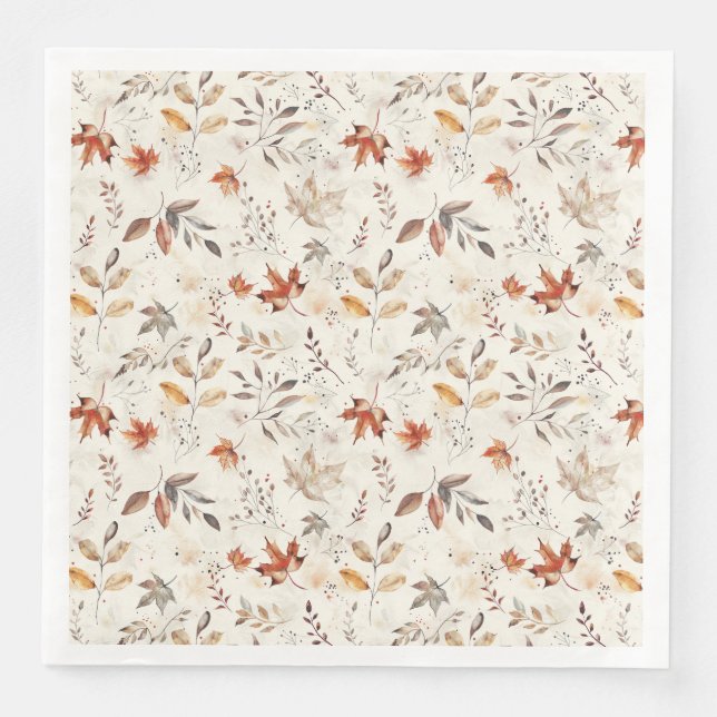 Cosy Autumn Aesthetic Fall Leaves Botanical Napkin (Front)
