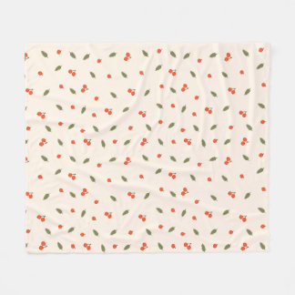 Cosy Autumn Berries Cream Botanical Fleece Blanket