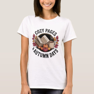 Cosy Autumn Book and Tea Vintage Reading T-Shirt