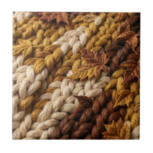 Cosy Autumn Braided Yarn Leaf Texture Tile