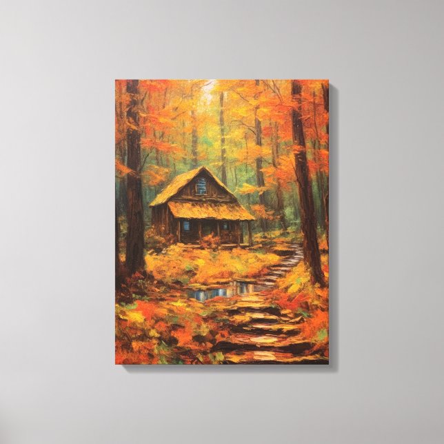 Cosy Autumn Cabin Retreat Fine Art Canvas Print (Front)