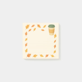 Cosy Autumn Coffee – Falling Leaves Post-it Notes
