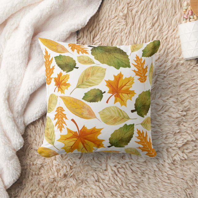 Cosy Autumn colourful Leaves Warm Seasonal Cushion (Blanket)