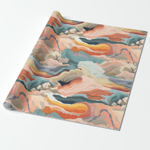 Cosy Autumn Colours Abstract Digital Art Wrapping Paper