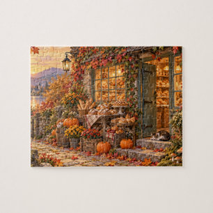 Cosy Autumn Cottage Bakery Golden Hour Jigsaw Puzzle