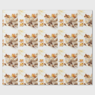 Cosy Autumn Days Latte Watercolor Wrapping Paper