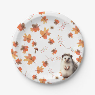 Cosy Autumn Delights - Hedgehog & Fall Foliage Paper Plate