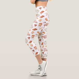 Cosy Autumn Essentials Watercolor Pattern Capri Leggings