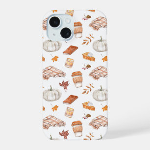 Cosy Autumn Essentials Watercolor Pattern iPhone 15 Case