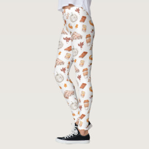 Cosy Autumn Essentials Watercolor Pattern Leggings
