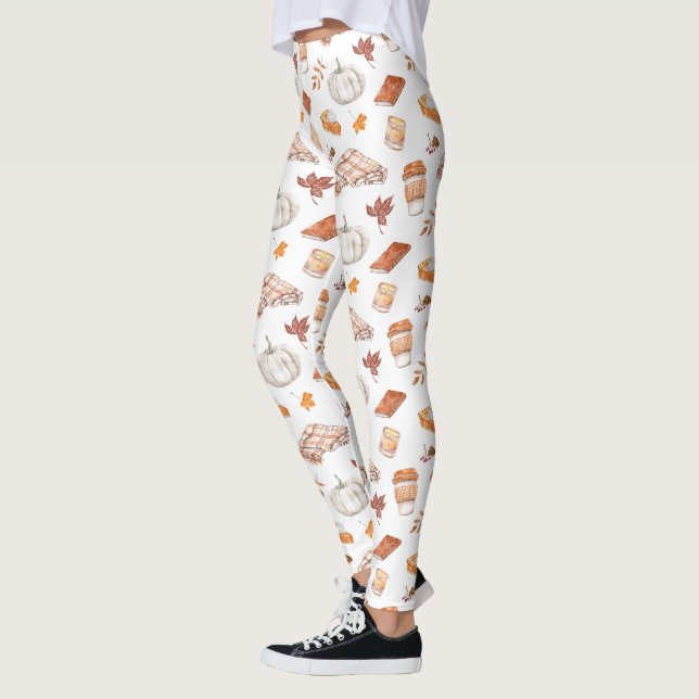 Cosy Autumn Essentials Watercolor Pattern Leggings (Left)