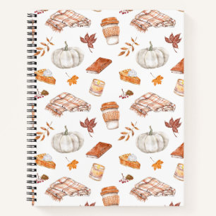Cosy Autumn Essentials Watercolor Pattern Notebook