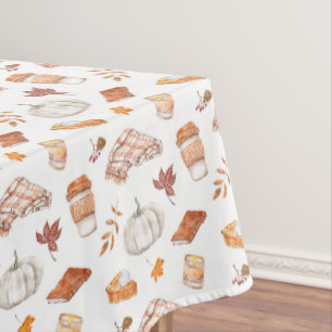 Cosy Autumn Essentials Watercolor Pattern Tablecloth