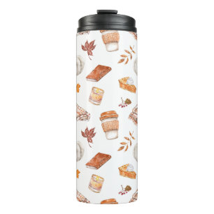 Cosy Autumn Essentials Watercolor Pattern Thermal Tumbler