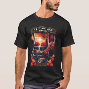Cosy Autumn Evenings Fall Season October Book Coff T-Shirt