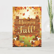 Cosy Autumn Fall Greeting Card 