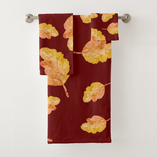 Cosy Autumn Fall Leaves Bath Towel Set (Insitu)